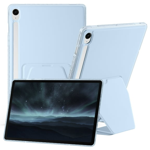 Allytechgroup Slim Case for Samsung Galaxy Tab S10 Plus/ Tab S9 Plus/ Tab S9 FE Plus 5G 12.4", Premium PU Leather Acrylic Back Cover Shockproof Anti-Scratch Multi Angle Stand Case Cover, Blue