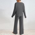 thumbnail image 6 of Soft Ribbed Fall Loungewear Outfit Women's Long Sleeve V-Neck Top & Relaxed Wide Leg Pants, 6 of 8