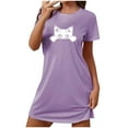 thumbnail image 2 of Abomasnow Nightgowns for Women Short Sleeve Crewneck Sleepshirt Cute Cat Nightshirt Soft Pajamas Dress Casual Sleepwear S-XXL, 2 of 5
