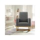 thumbnail image 1 of Forrado glider rocking chair - high-back nursery chair con side pocket, wood legs, 300lbs capacity, moderno rocker para breastfeeding y storytime (gris oscuro), 1 of 9