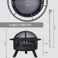 thumbnail image 2 of Fire Pits 30'' Outdoor Wood Burning Firepit Bowl with Grill PlateSpark Screen Cover Log Grate Fire Poker Steel Round Fireplace for Outside Camping Bonfire Beach Patio Backyard, Hollowed-Out Red Bird, 2 of 8