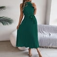 thumbnail image 5 of Aellinatey Sleeveless dress, casual round neck, pleated A-line swing long party dress, 5 of 9