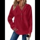 thumbnail image 1 of Sudadera Informal de Punto Gofre para Mujer 2025, Suéter de Cuello en V con Botones Extragrandes y Capucha con Cordón. Rojo Vino XXXL, 1 of 7