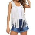 thumbnail image 4 of Xuanfei Women Faux Suede Sleeveless 70s Hippie Cowgirl Fringed Vest Cardigan, 4 of 7