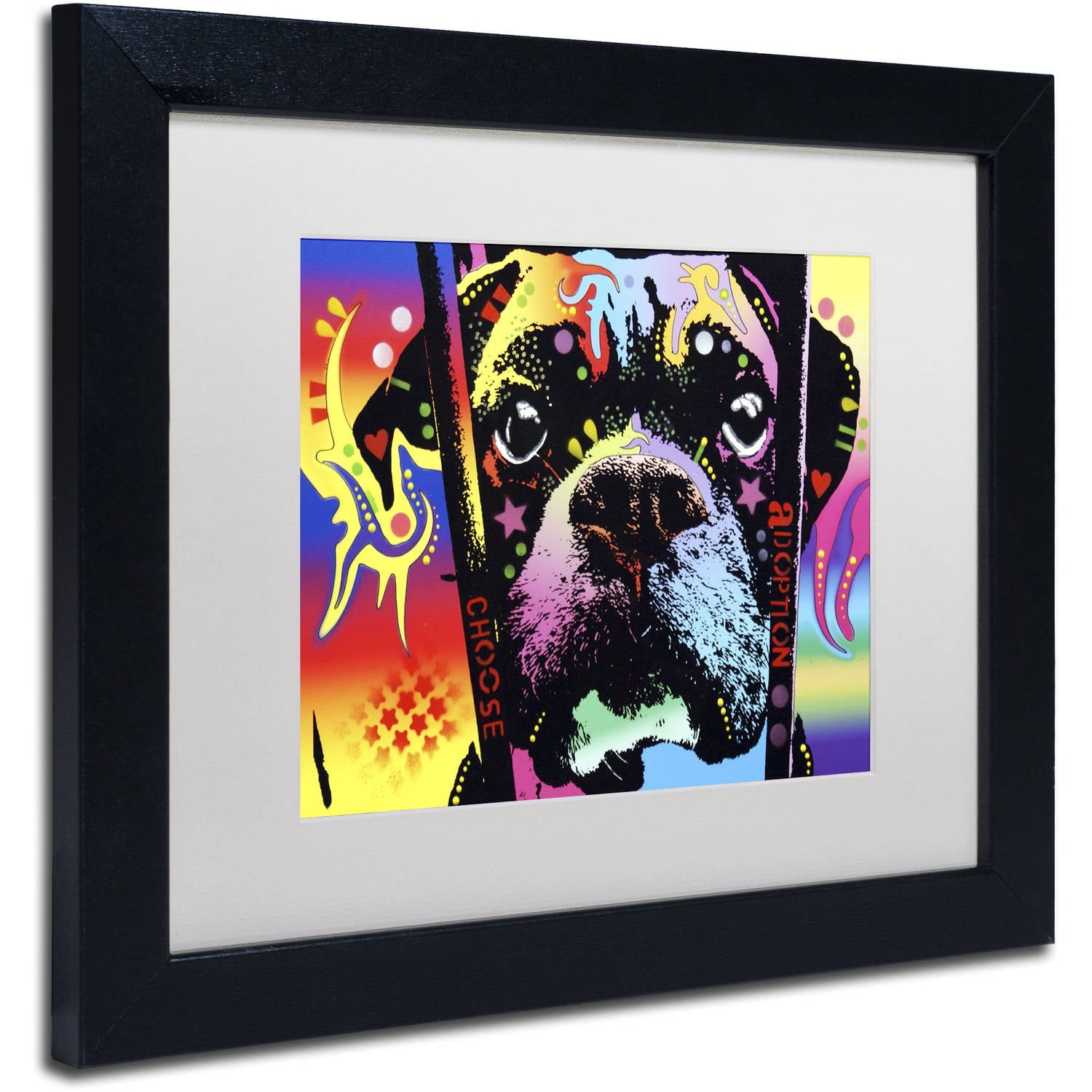 Trademark Fine Art "Choose Adoption Boxer" Canvas Art by Dean Russo, White Matte, Black Frame