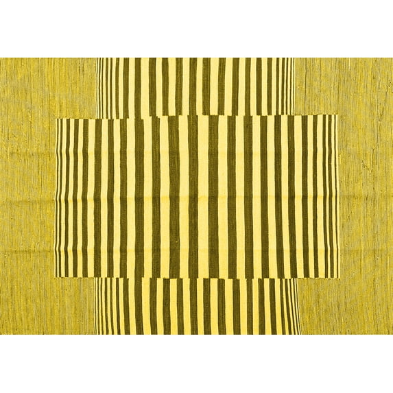 Ahgly Company Indoor Rectangle Solid Yellow Modern Area Rugs, 2' x 3'