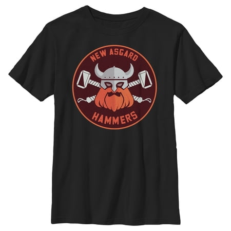 Boy s Marvel: Thor: Love and Thunder New Asgard Hammers Graphic Tee Black Large