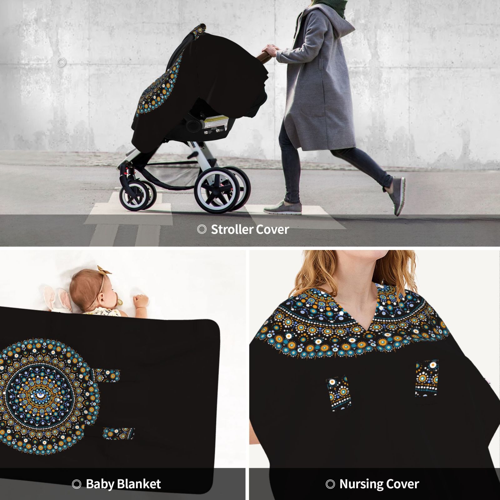 Car Seat Cover Baby - Dot Mandala Breathable Infant Car Seat Cover for Baby Carseat, Lightweight Comfort Baby Essentials Must Haves Newborn Stuff for Girl Boy