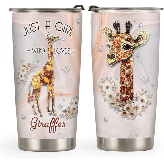 20oz Giraffe Gifts for Giraffe Lovers, Valentines Day Gifts for Her, Unique Birthday Gifts for Women, Printed Jewelry Girl Who Loves Giraffes Tumbler Cup, Insulated Travel Coffee Mug with Lid