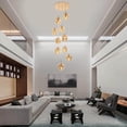 thumbnail image 4 of Modern Staircase Chandelier 10-Light High Ceiling Entrance Long Chandelier with Glass Shade Gold for Living Room Stair Entryway Hallway Foyer H78.7''X D15.7'', 4 of 9