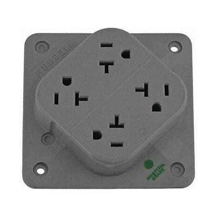 Hubbell Wiring Device-Kellems Receptacle,Gray,20 A,2P3W,Back,1PK HBL420HGY