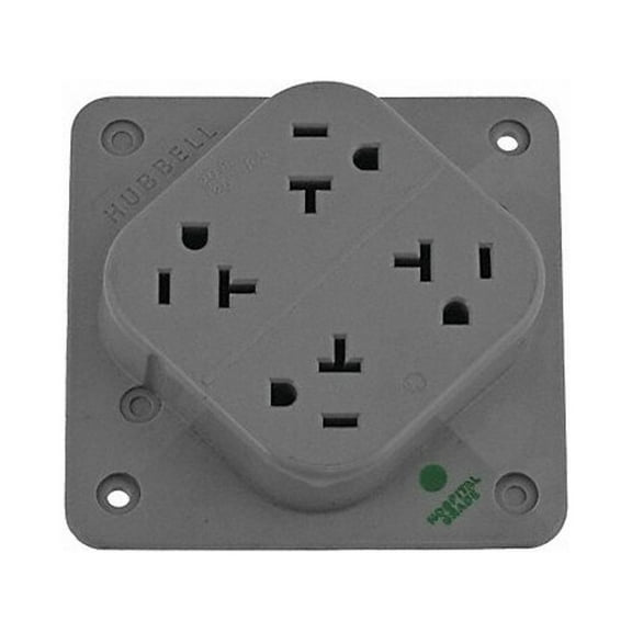 Hubbell Wiring Device-Kellems Receptacle,Gray,20 A,2P3W,Back,1PK HBL420HGY