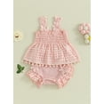 thumbnail image 3 of AceBaby Infant Baby Girls Summer Outfits Tank Tops and Ruffle Shorts 2Pcs Set,Size 0-18M, 3 of 8