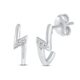 thumbnail image 2 of 1/30 Cttw Natural Diamond Lightning Bolt Stud Earrings in 925 Sterling Silver, 2 of 3