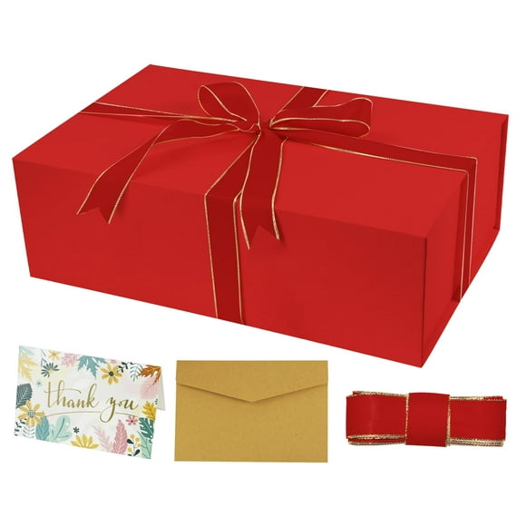 Caja de regalo YINUOYOUJIA 35x23x11 cm roja con tarjeta de cinta