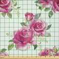 thumbnail image 2 of Ambesonne Rose Fabric by the Yard Microfiber, Romantic Posy of Flowers, 2 Yards, Reseda Green Off White, 2 of 4