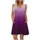 thumbnail image 1 of Vestido Corto para Mujeres Verano sin Mangas Cuello en V, Impresión de Moda con Bolsillos, Poliéster de Algodón Casual, 1 of 7