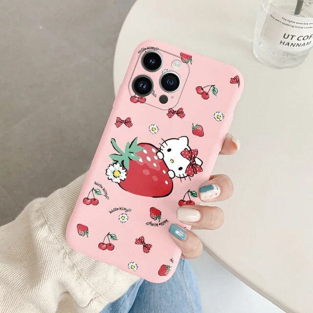 Cartoon Phone Case for For Apple iphone 15 Pro Max 15 Plus Girls Anti-drop Cinnamoroll Kuromi Hello Kitty Silicone Siling Cover ZR