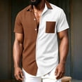 thumbnail image 4 of Men's Vintage Waffle Shirt Short Sleeve Button Down Summer Colorblock Beach Work Shirts, 4 of 6