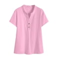 thumbnail image 4 of ClodeEU Womens Summer V Neck Short Sleeve Tops Shirts, Dressy Casual Blouse Spring Vacation Tshirts Clothes Pink,Womens Plus S, 4 of 7