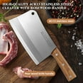 thumbnail image 2 of 7.3-inch Chinese Bone Cleaver - Heavy Duty Butcher Knife Meat Chopper with Nature Wooden Handle, Perfect for Home Kitchen Use$$Home Decor, Kitchen, & Other, 2 of 8