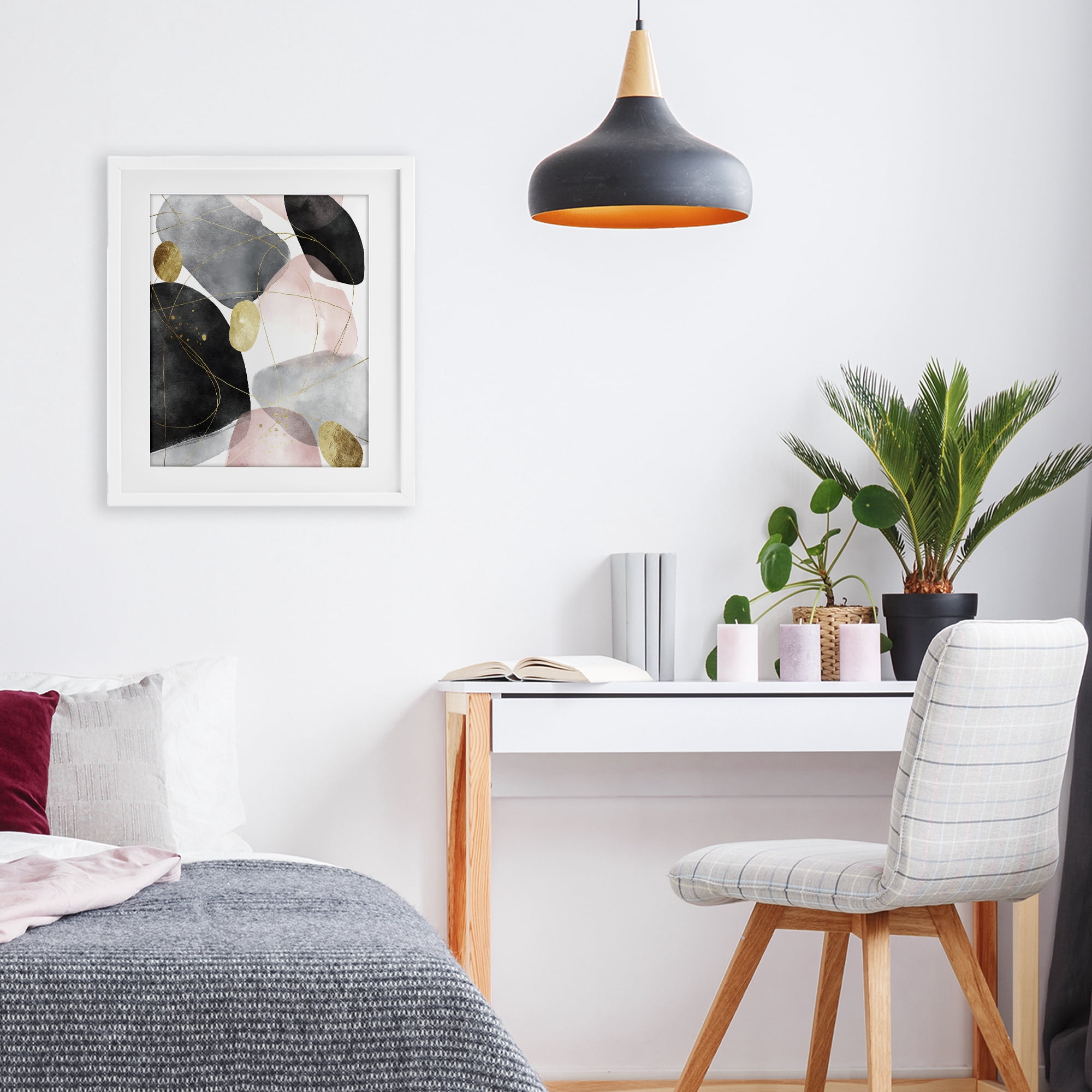 Stupell Industries Gilded Echoes Shapes White Framed Print Under Glass, design by Svetlana Aleynikova