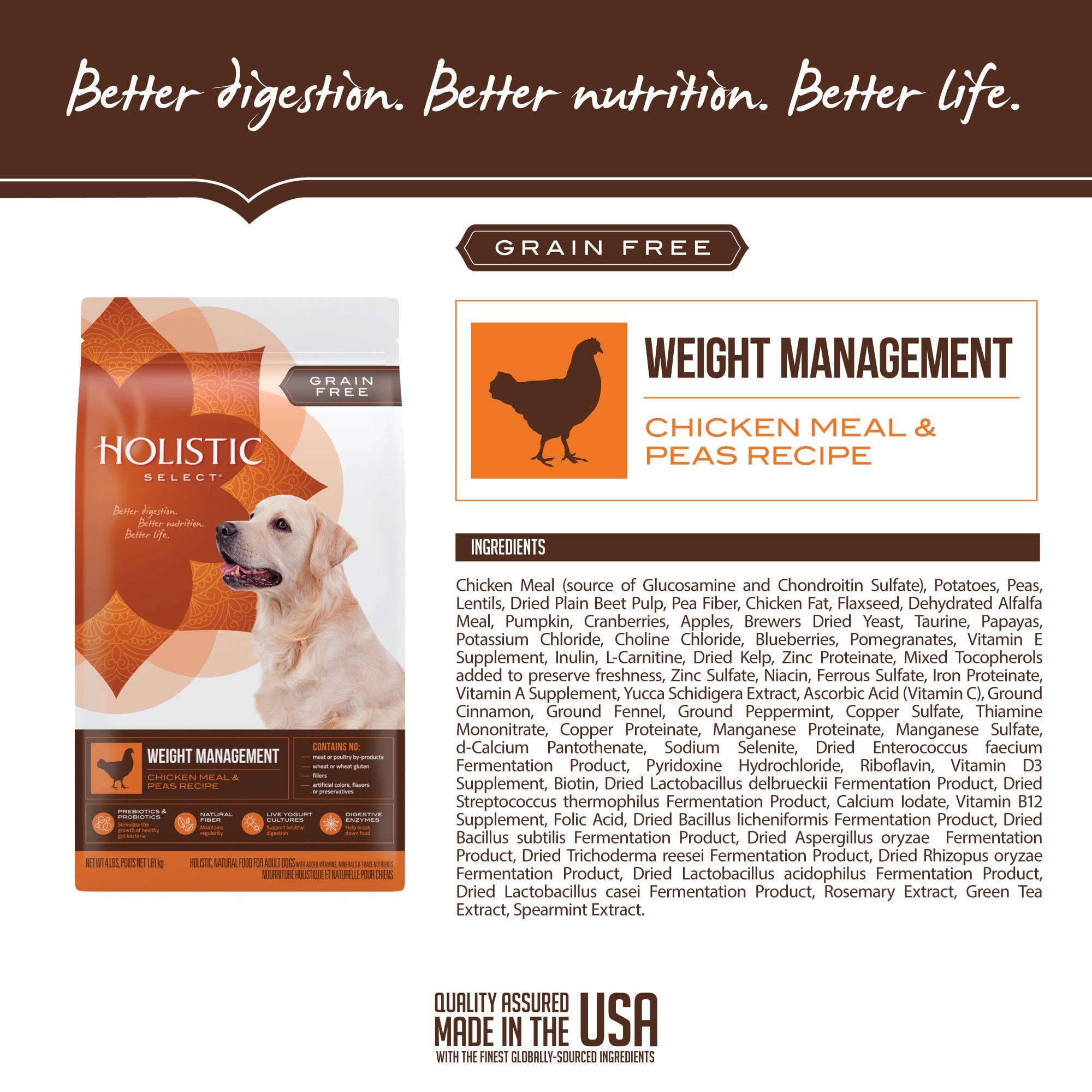 Holistic select weight top management dog food