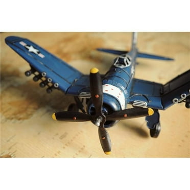 HomeRoots 401762 6 in. Metal Airplane Hand Painted Decorative Airplane, Blue