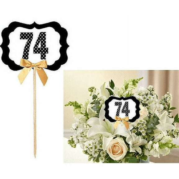74th Birthday / Anniversary Table Decoration Party Centerpiece Pick - Set of 6