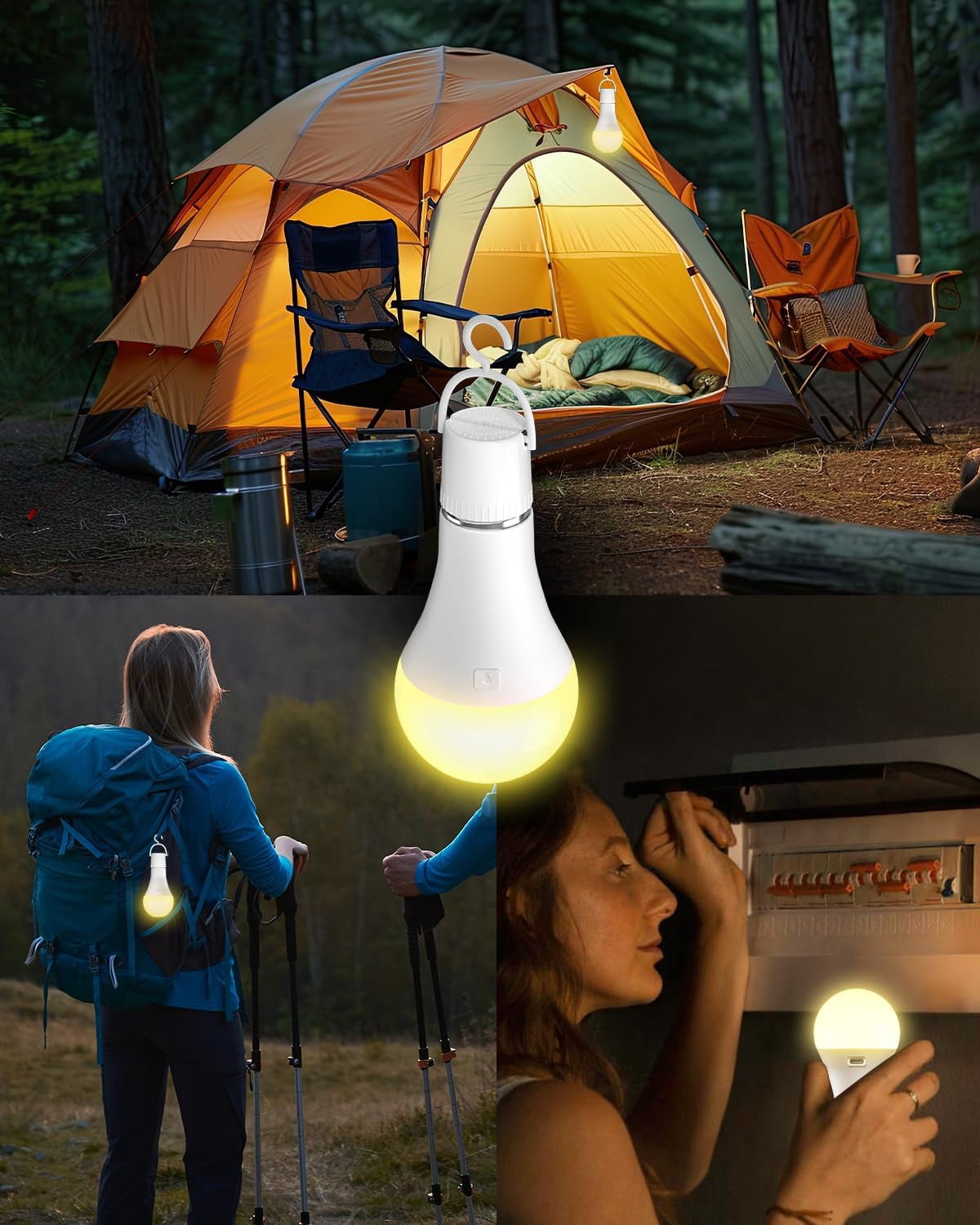 E26 Rechargeable Light Bulb with Remote Control,Battery Light Bulb,RGB Color Changing & 3 Color Temperature,Dimmable Bulb with Timer Function for Wireless Table Lamps,2 Pack(4.86" Long)