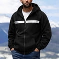 thumbnail image 2 of YUGYXL Mens Zip Up Fleece Lined Reflective Hoodies Sweatshirts Outdoor Workout Loose Pullover Tops with Pockets Black Jacket, 2 of 9