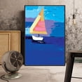 thumbnail image 3 of IDEA4WALL Framed Canvas Wall Art Minimalist Abstract Sailboat on the Sea Painting Prints for Modern Home Decoration Ready to Hang - 16x24 inches, 3 of 4