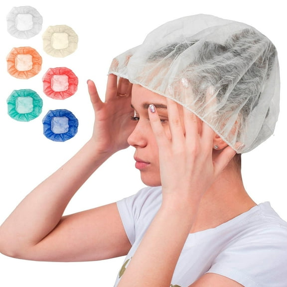1000 Pack White Bouffant Caps 24 10g Hair Caps with Elastic Stretch Band Disposable Polypropylene Hats Unisex Industrial Hair Covers for Food Service General Use Breathable Lightweight