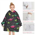 thumbnail image 6 of Colorful Dinosaurs Plants Pattern Blanket Hoodies for Kids 6-13YR Oversize Wearable Blanket Hoodies for Boys Girls Teens, 6 of 7
