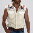 thumbnail image 5 of Camisas de Cuello para los Hombres de Moda Casual Imprimir Turndown Cuello sin Mangas Bolsillos Deportivos Tanque, Ligero Top de Verano, 5 of 5