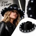 thumbnail image 4 of LED Light Up Cowboy Hat for Adults, Black Western Cowboy Hat With Feather Trim, Lighted Party Cowgirl Hat for Holiday Night Event, 4 of 6
