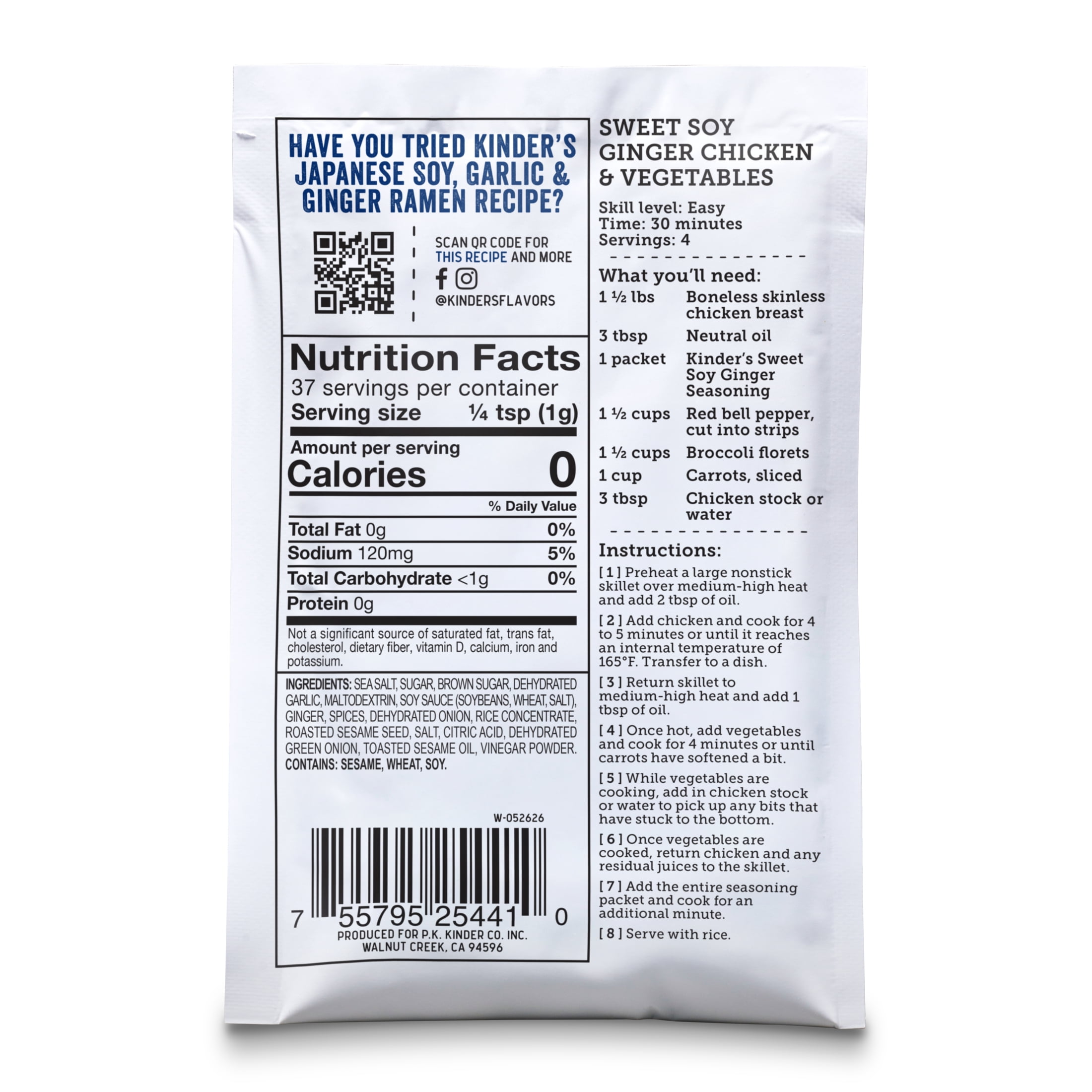 Kinder's Sweet Soy Ginger Teriyaki Dry Seasoning Mix, 1.3 oz Packet
