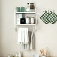 thumbnail image 4 of Costway Wall Mounted Bathroom Shelf with 2 Tier Bathroom Towel Rack 2 Towel Bars for Hotel White, 4 of 10