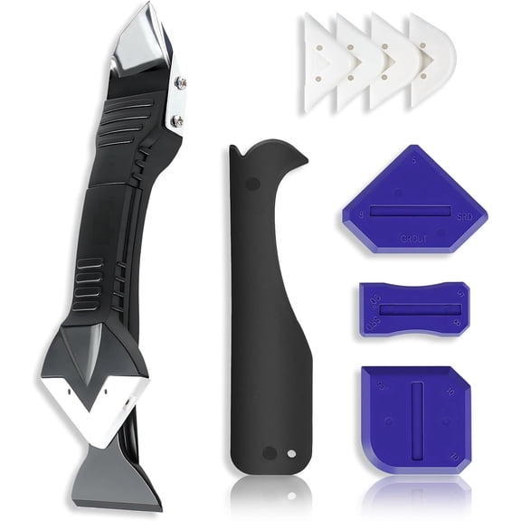 Morrowind 3-in-1 Caulking Tool Kit, Black Caulk Remover Scraper & Finishing Tool for Sealant