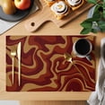 thumbnail image 2 of Brown Abstract Line Placemats Set of 12, Geometric Distortion Texture Fluid Art Placemats for Dining Table, Place Mats for Kitchen Tabletop, Waterproof Wipeable Dining Table Mats Set, 2 of 9