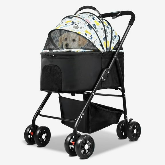 3-in-1 Folding Pet Stroller with Removable Carrier 45 Pound Weight Limit White