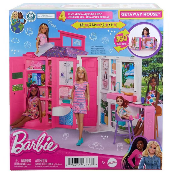 Barbie Doll House Playset, Getaway House with 11 Accessories Toy New with Box