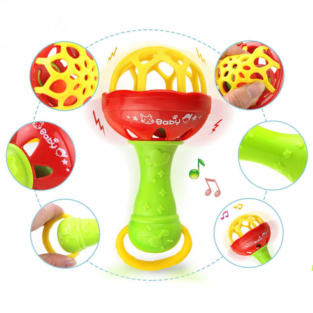 Plastic Cartoon Baby Hand Bell Rattles Music Gift For Newborns Children Toy LY