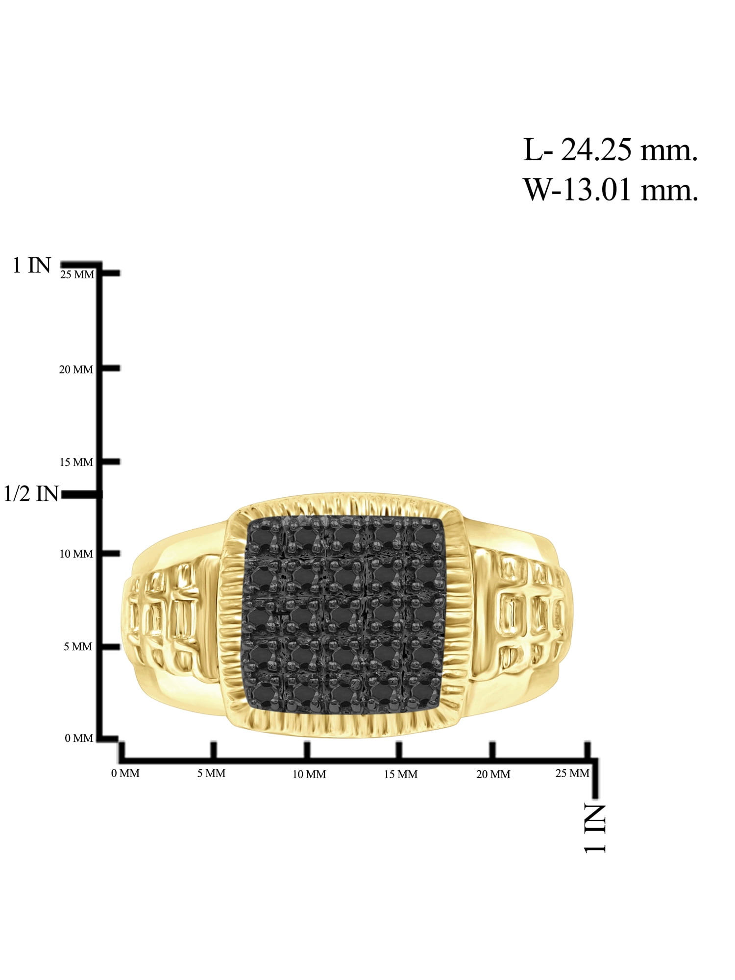 JewelersClub Black Diamond Rings for Men – 0.25 CTW Genuine Black Diamond Ring for Men – Hypoallergenic 14K Gold Plated Silver Ring Men – Diamond Mens Rings Statement Ring – Luxurious Gifts for Him