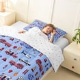 thumbnail image 4 of Castle Fairy Cartoon Construction Truck Twin Comforter Sets 3-Piece for Kids, Cute Mountain Traffic Light Bedding Set for Bedroom, Red Purple, 4 of 6