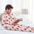 thumbnail image 6 of Salouo Strawberry Print Button-Front Long Sleeve Pajama Set for Men, Soft 2Pjs Men's Long Sleeve Sleepwear-Medium, 6 of 7