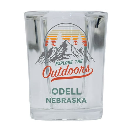 

Odell Nebraska Explore the Outdoors Souvenir 2 Ounce Square Base Liquor Shot Glass 4-Pack