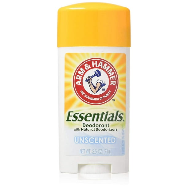 Arm & Hammer Essentials Natural Deodorant Solid, Unscented, 2.5 Ounce