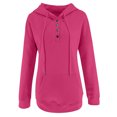 thumbnail image 4 of Baqcunre Womens Hoodies Women's Solid Color Fashion Casual Button Drawstring Pocket Long Sleeve Hooded Sweatshirt Womens Sweatshirts Womens Fall Tops Pink XL, 4 of 5