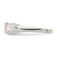 thumbnail image 4 of 925 Sterling Silver Polished Solid Back Pink Round Cubic Zirconia With Side Stones Ring Size 8 Band Style-Ring for Women, 4 of 5